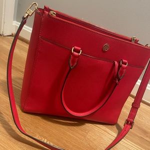 Tory Burch Red Tote with Long Strap